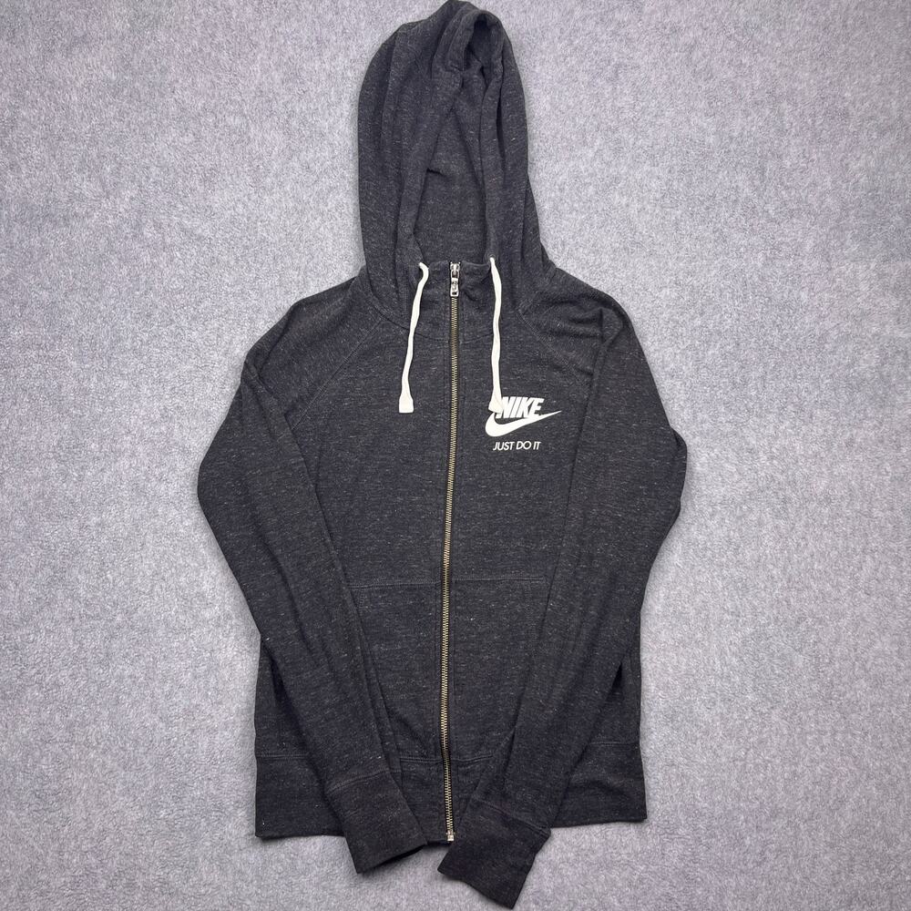 nike gym‎ vintage full zip hoodie gray xs
